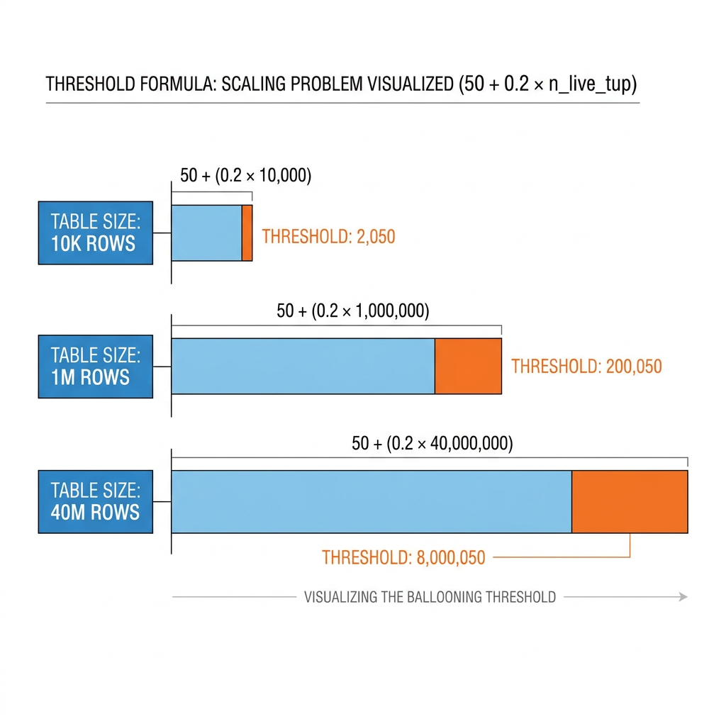 How the default scale factor affects tables of different sizes
